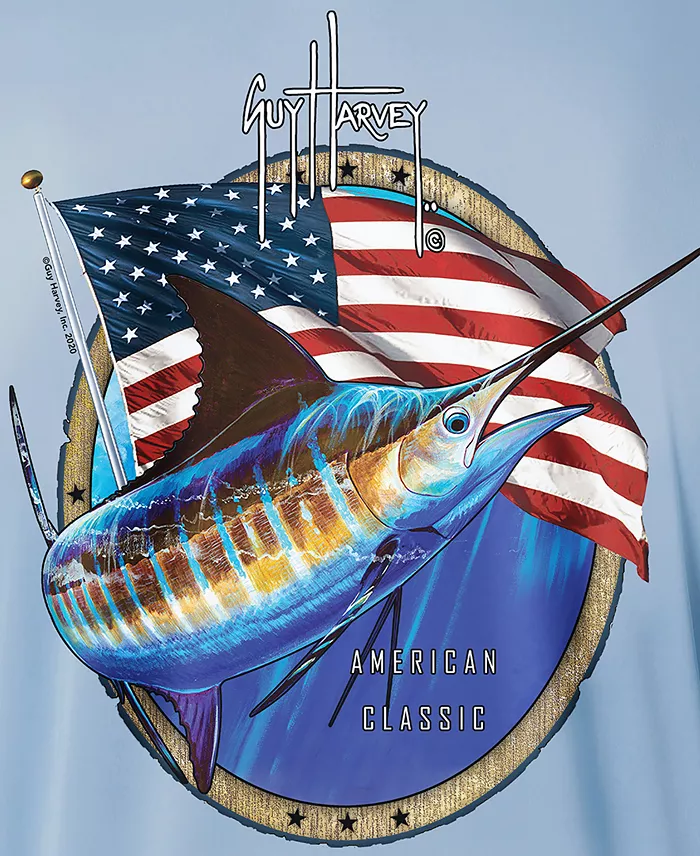 Guy Harvey Men's American Classic Logo Graphic Long-Sleeve Sun Protection T-Shirt image 3