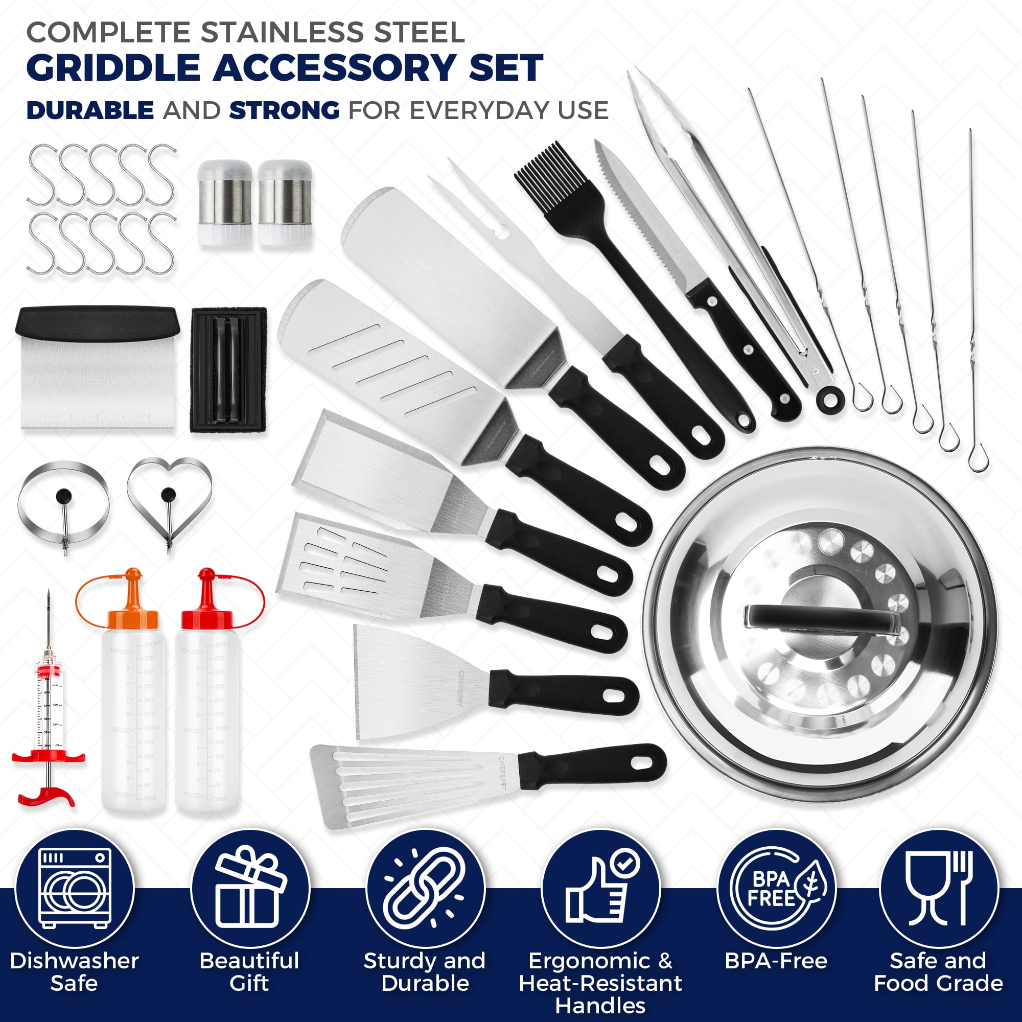CHEFSPOT 36-Piece Griddle Accessories for Blackstone, BBQ, Flat Top Grilling Spatula Kit image 2