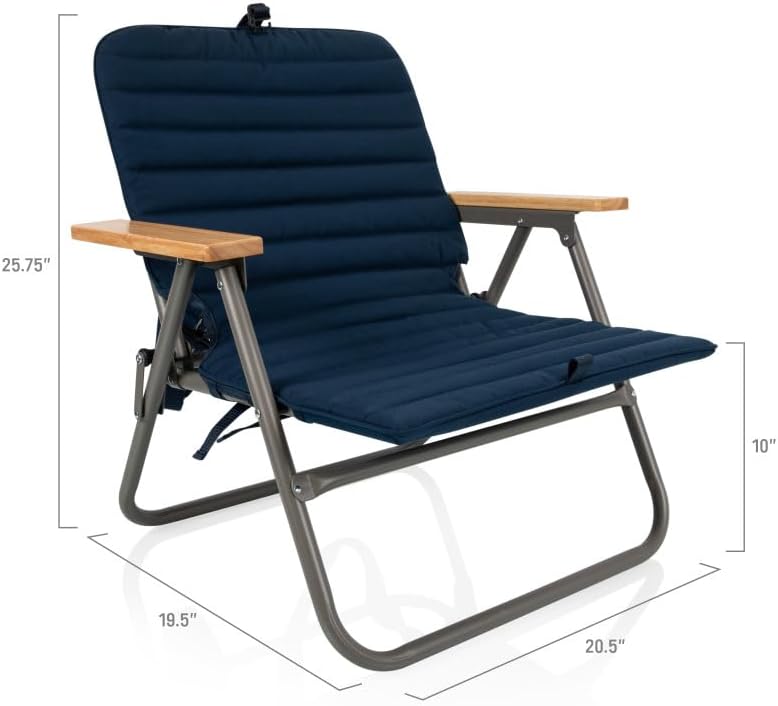 PICNIC TIME Descanso Padded Beach Chair, Low Camping Chair with Removable Washable Cover, Backpack Beach Chair image 2