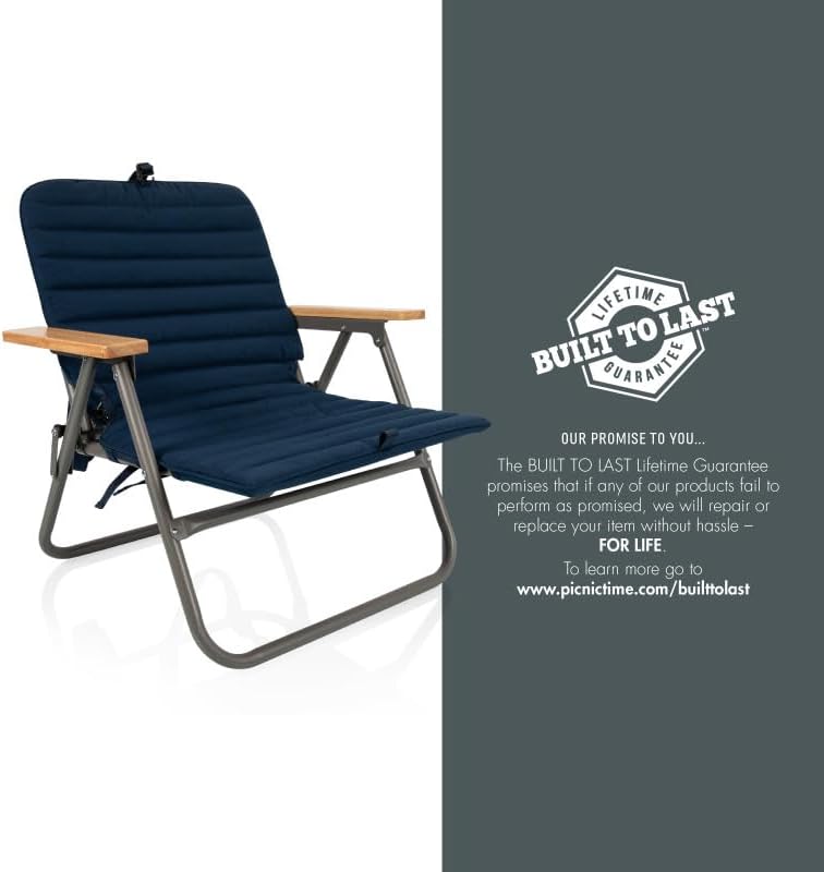 PICNIC TIME Descanso Padded Beach Chair, Low Camping Chair with Removable Washable Cover, Backpack Beach Chair image 9
