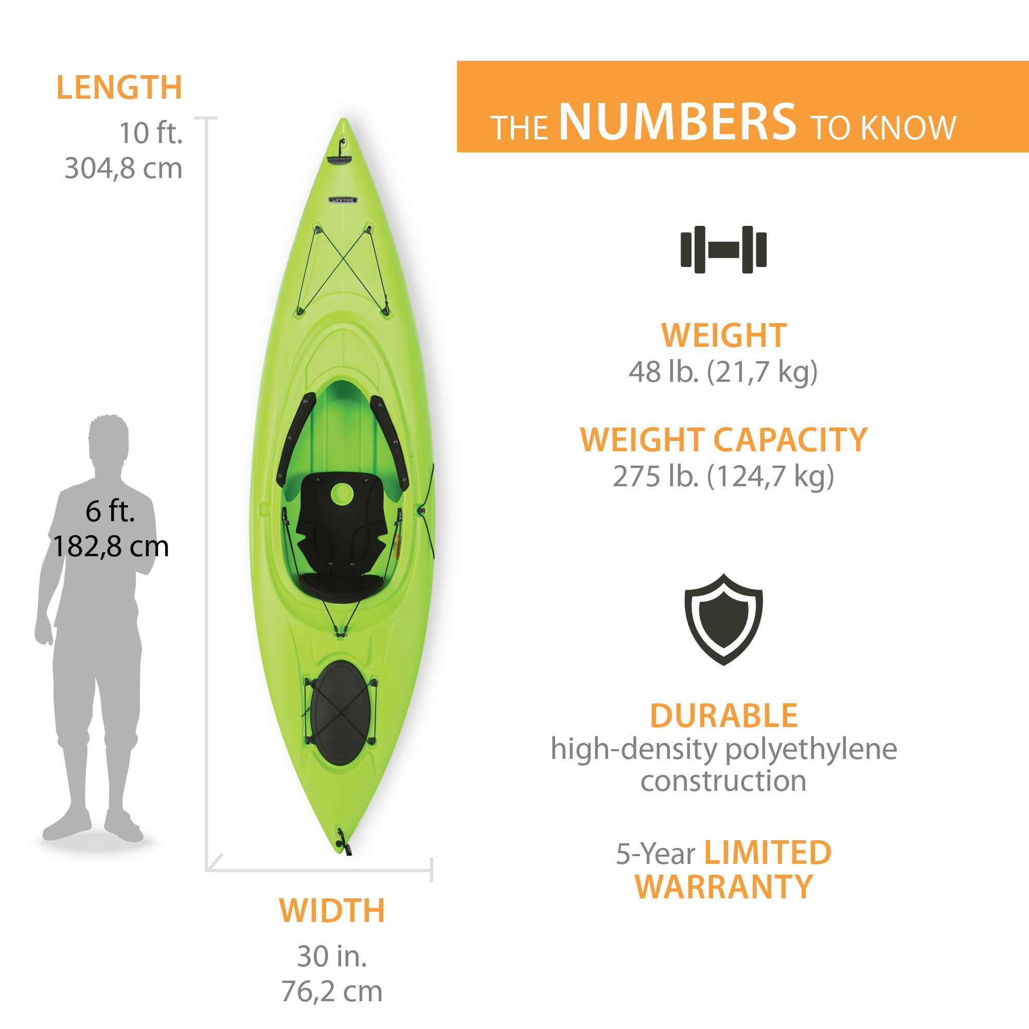 Lifetime Guster 10 Sit-Inside Kayak- Lime Green (90527) image 2