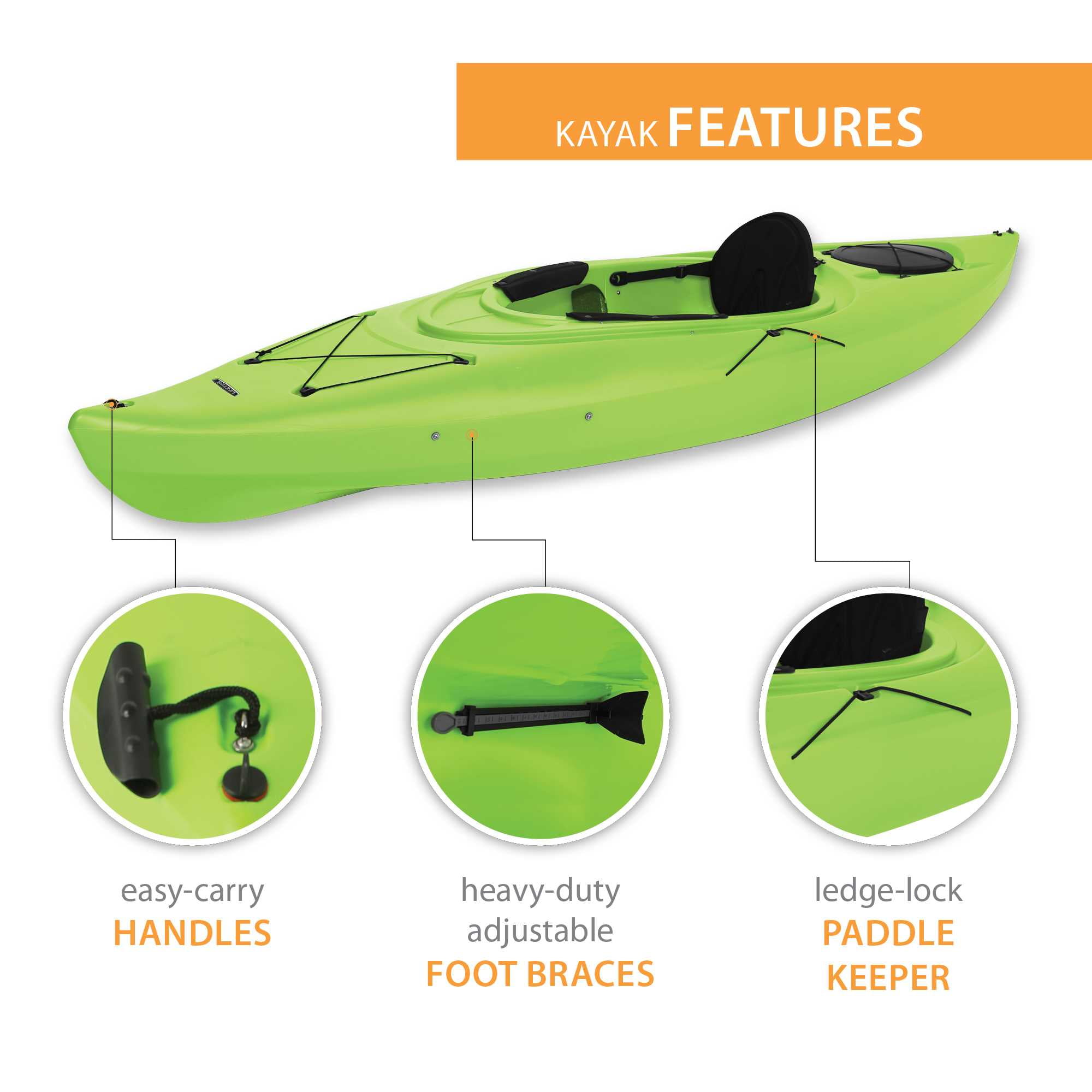 Lifetime Guster 10 Sit-Inside Kayak- Lime Green (90527) image 4