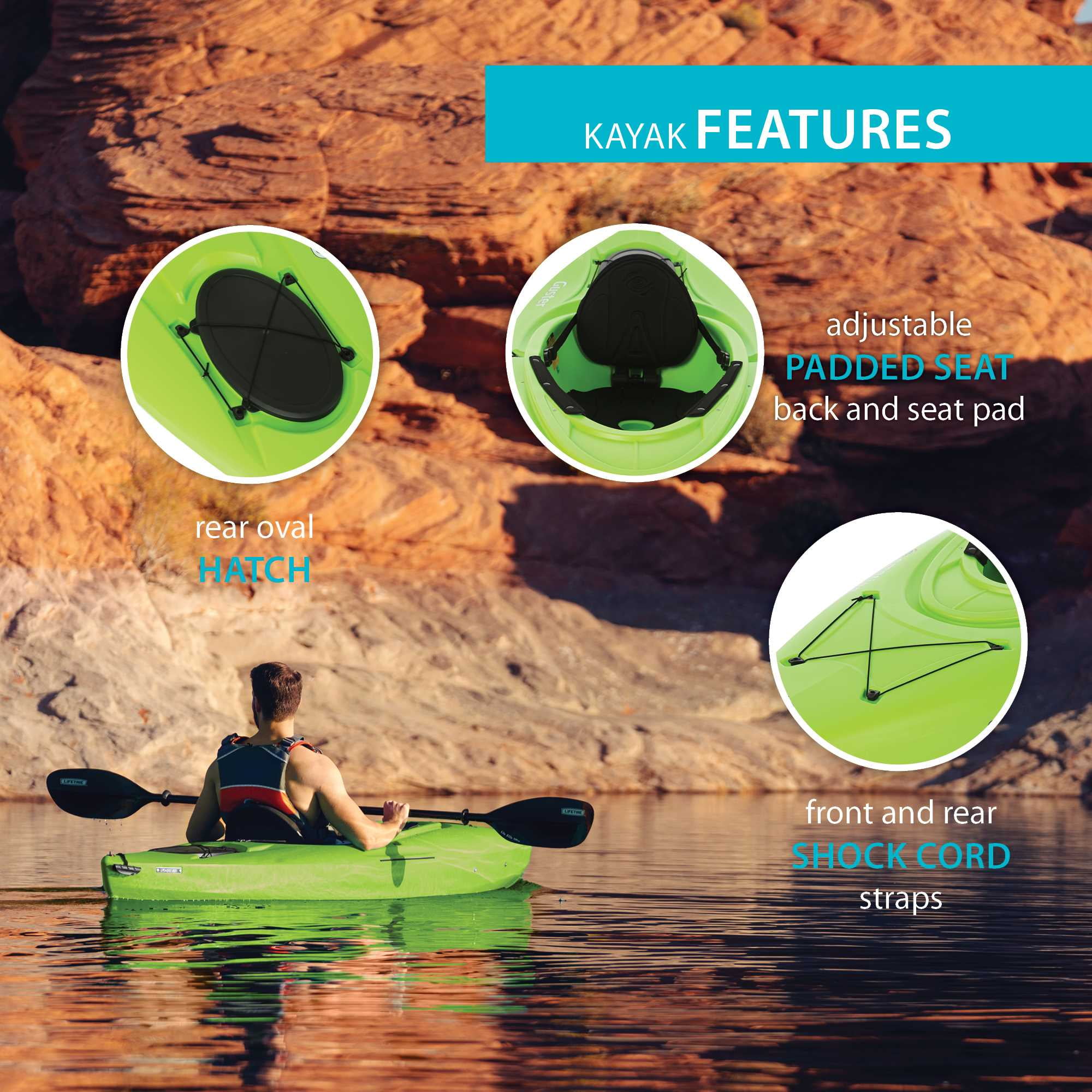 Lifetime Guster 10 Sit-Inside Kayak- Lime Green (90527) image 5
