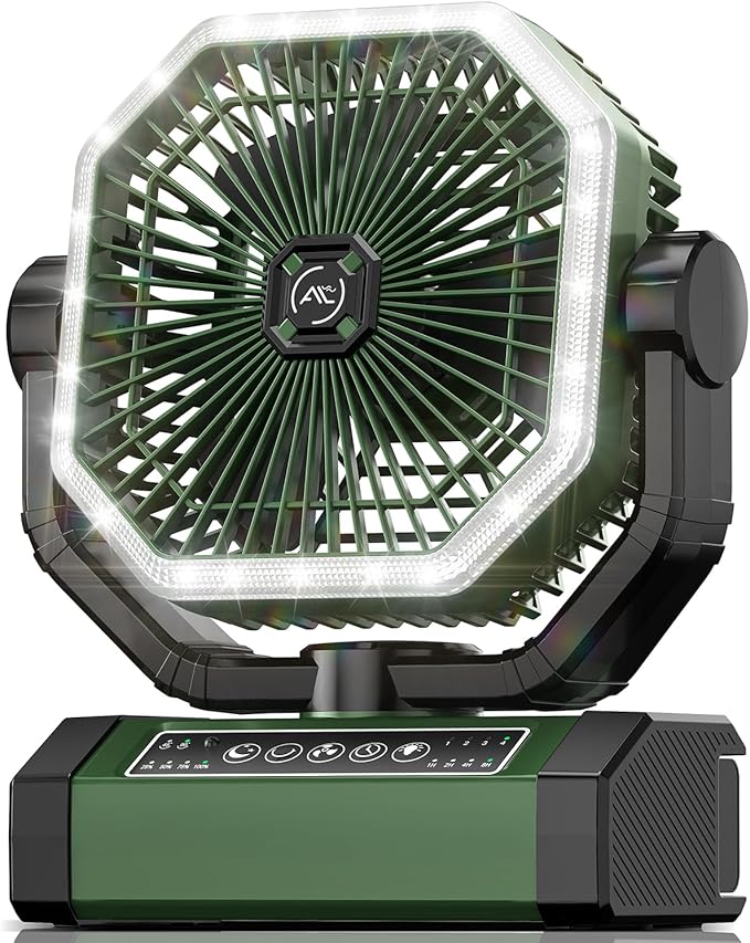 Portable Fan 24000mAh Battery Powered with Remote & LED, 4 Speed Strong Airflow, Desk/Camping/Outdoor/Gym Fan for Office Travel Treadmill Camping Gear image 1