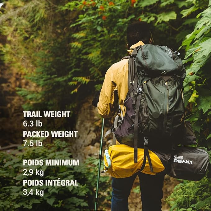 Coleman PEAK1 Premium Backpacking Tent, Waterproof Fabric with 2,000mm Waterhead Rating can Withstand Winds up to 45 MPH; Wide Door, Star View Window, & Footprint Included, 1/2/3/4/6 Person Tent image 4