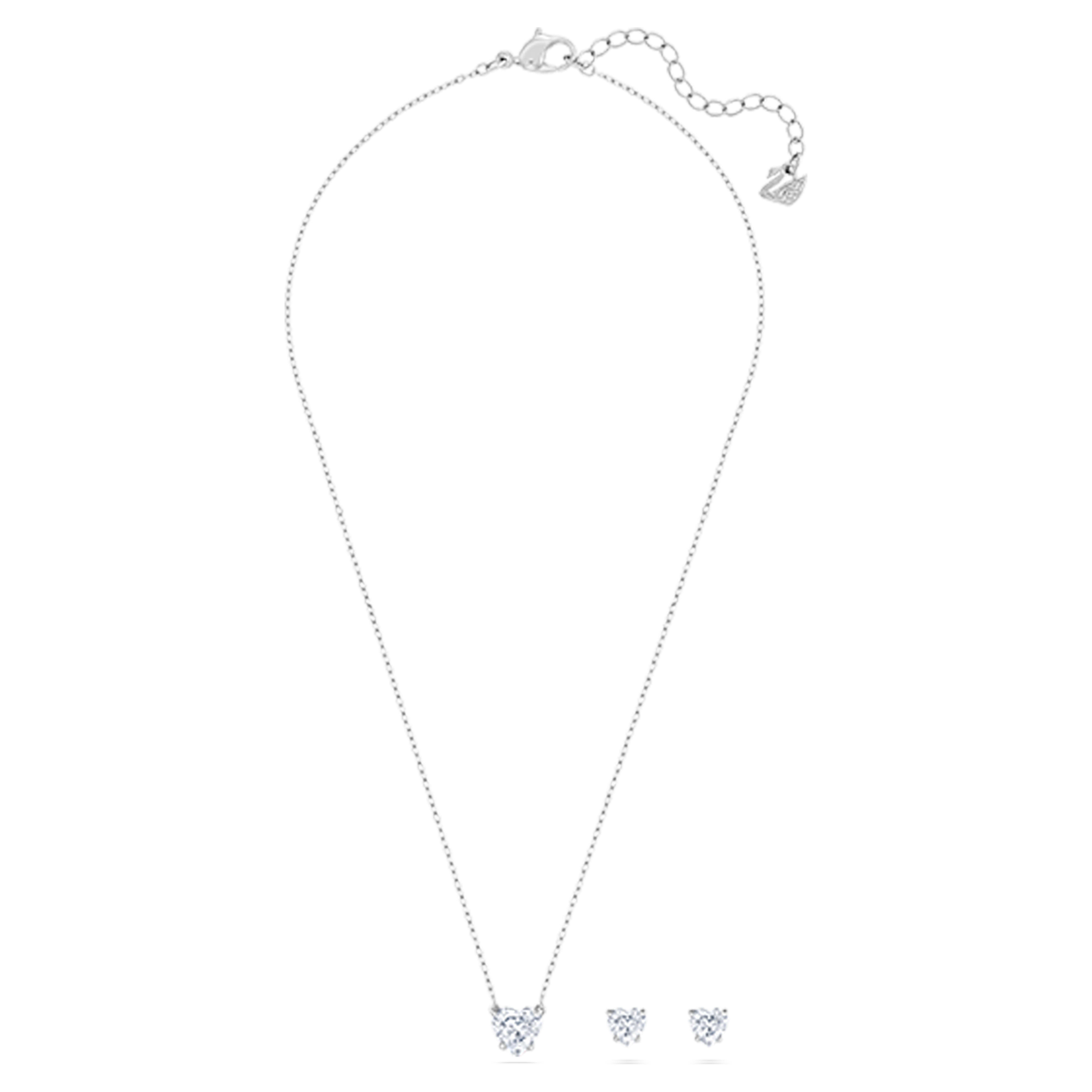 Attract set Heart, White, Rhodium plated image 2