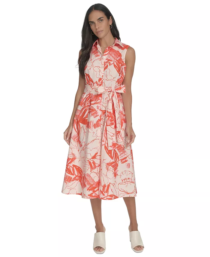 Women's Printed Cotton Button-Front Dress image 1