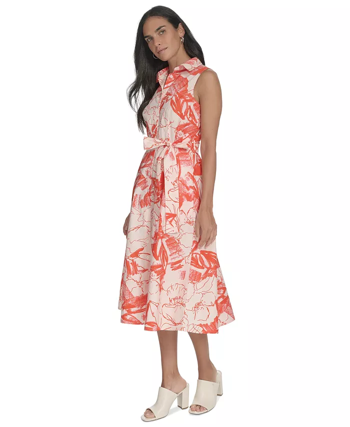 Women's Printed Cotton Button-Front Dress image 3
