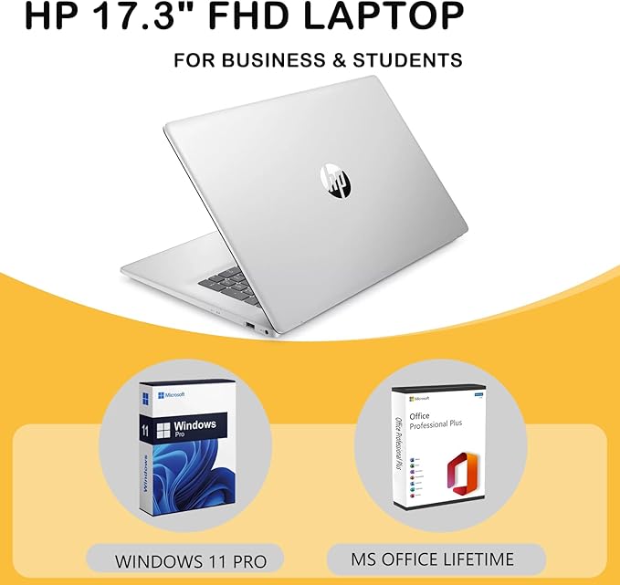 HP 17.3" FHD Laptop for Business & Students - w/External DVD Drive & Office Lifetime License, AMD Ryzen 5 7430U CPU, 250 Nits IPS Display, Webcam, Wifi6, Win 11 Pro (64GB RAM 2TB SSD) image 4