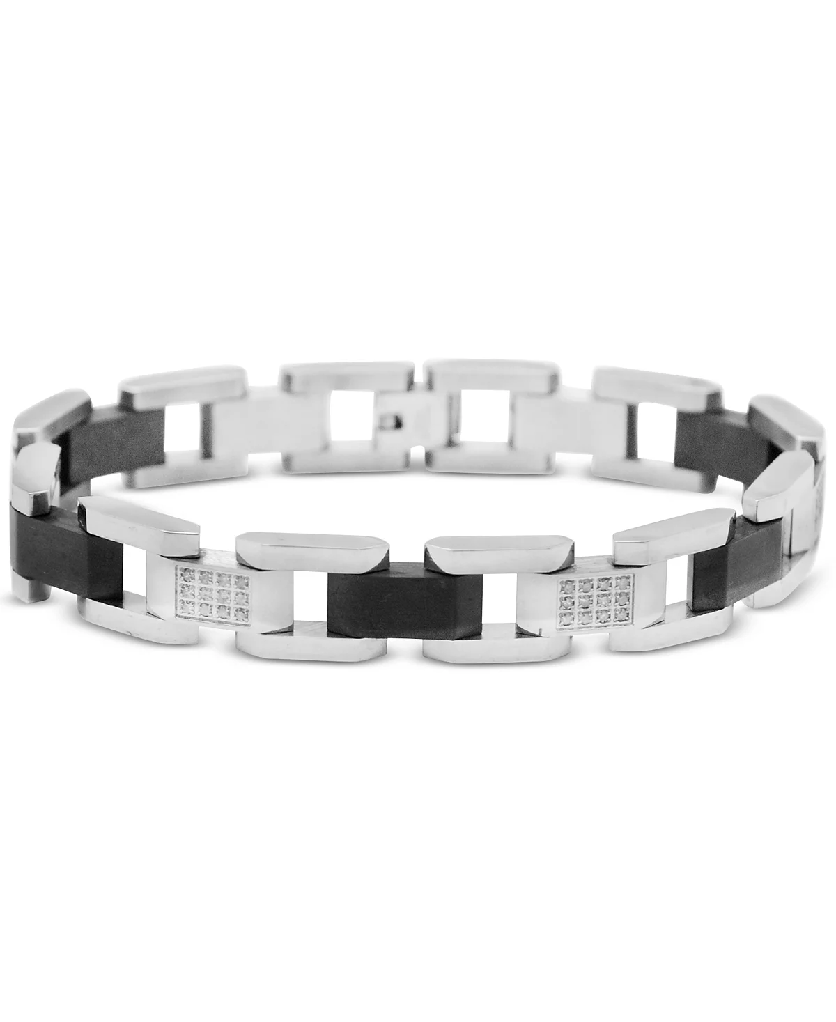 Macy's Men's Diamond Bracelet (1/2 ct. t.w.) in Stainless Steel, Created for Macy's image 1