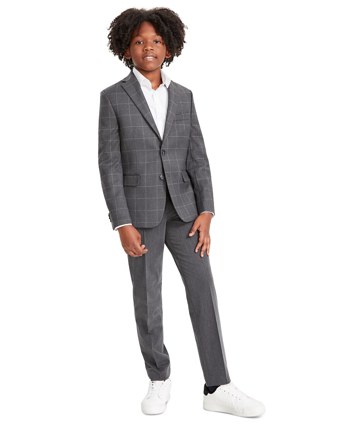 Michael Kors Big Boys Herringbone Windowpane Classic-Fit Suit Jacket image 3