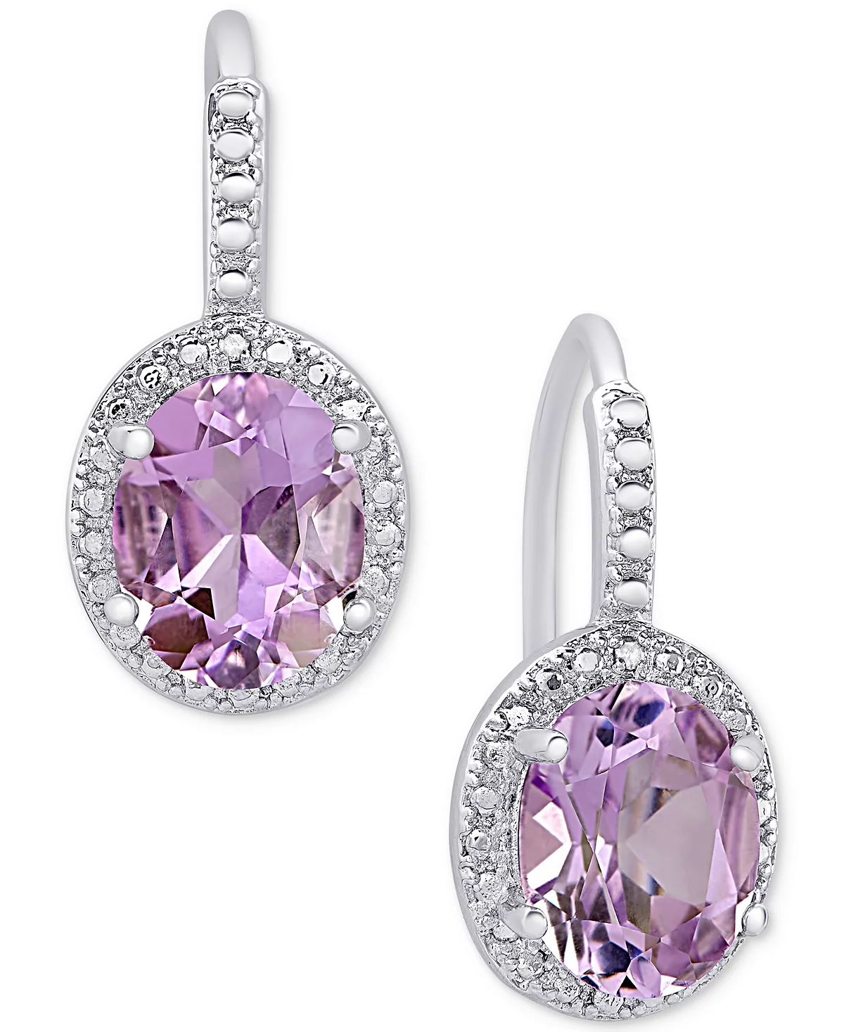 Macy's Amethyst (2-2/5 ct. t.w.) and Diamond Accent Drop Earrings in Sterling Silver image 1