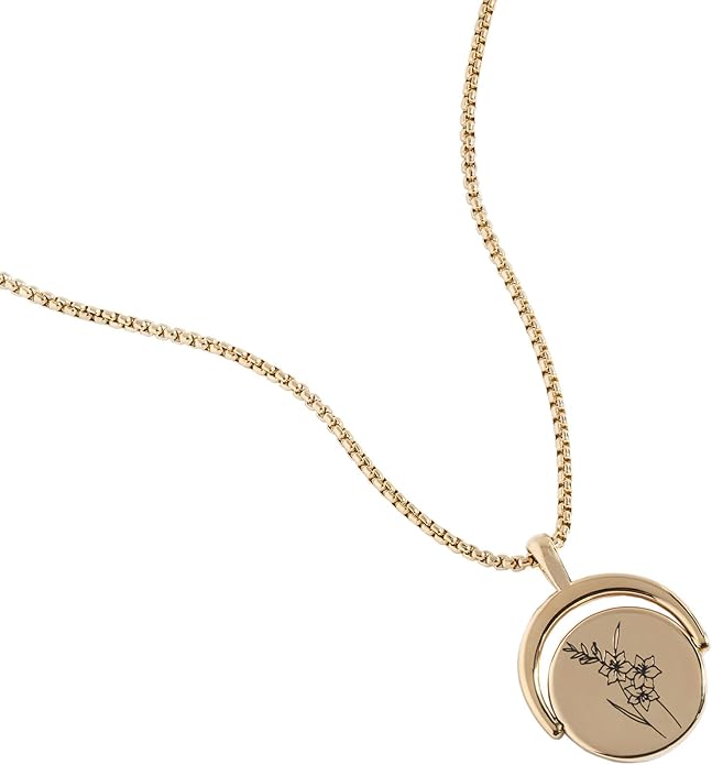 Birthstone and Flower Flip Charm Adjustable Necklace image 2