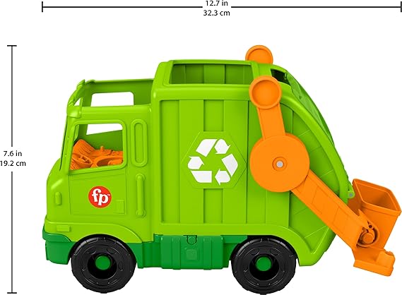 Fisher-Price Little People Toddler Toy Recycling Truck Musical Garbage Vehicle with Figure for Preschool Pretend Play Ages 1+ Years image 5