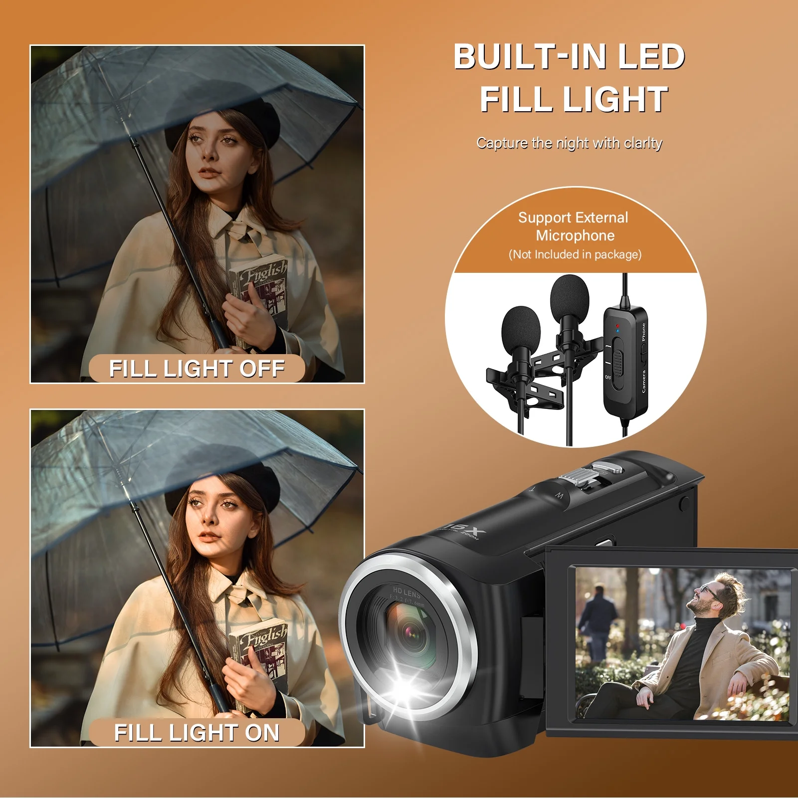 SEREE Video Camera for Youtube Camcorder QHD 2.7K 50MP Vlogging Digital Camera with 32GB Card and 2 Batteries image 3