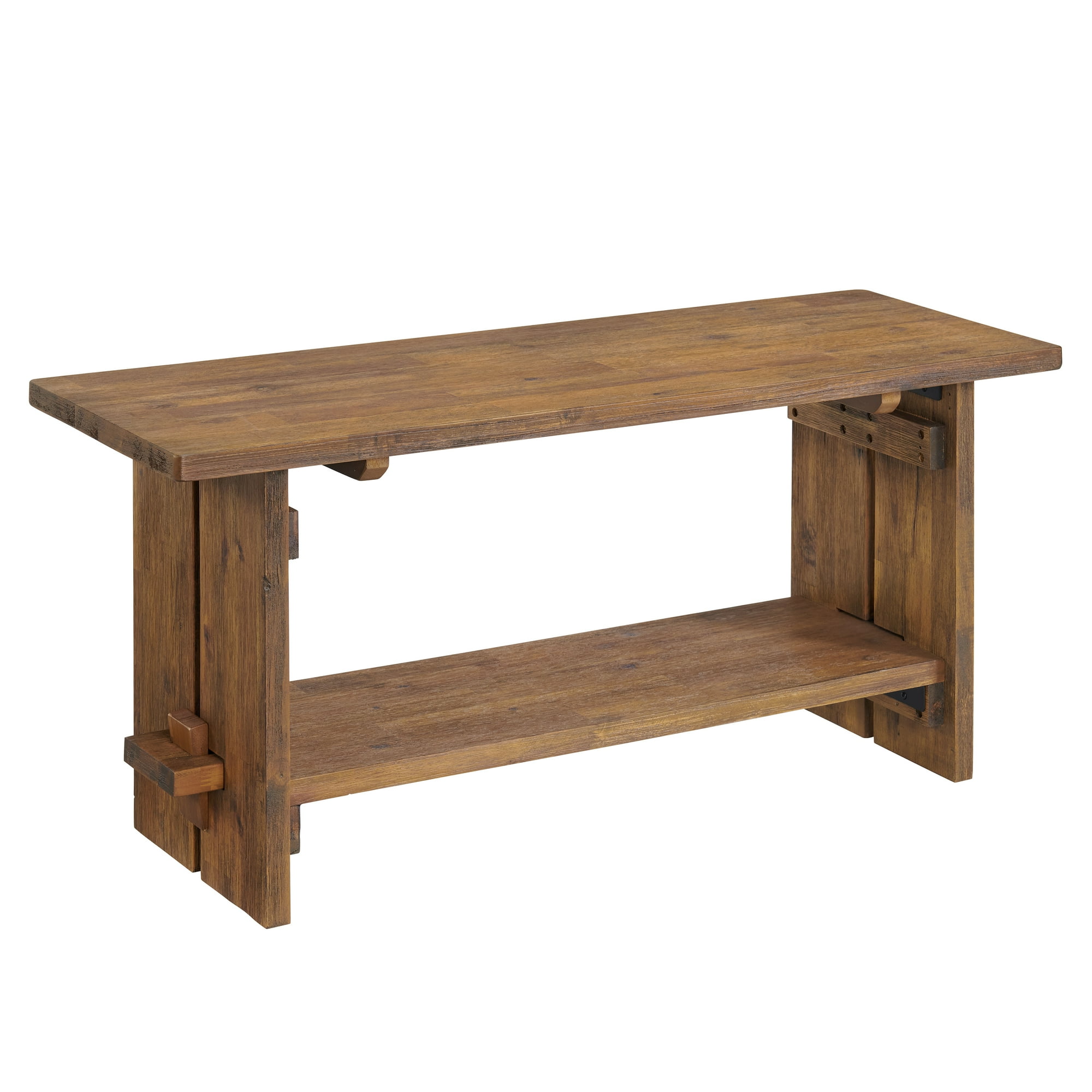Alaterre Furniture Bethel Acacia Wood 40"W Bench and Coat Hook with Shelf, Natural image 3