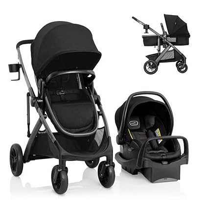 Evenflo Pivot Suite Travel System with LiteMax Infant Car Seat with Anti-Rebound Bar Dunloe Black image 1