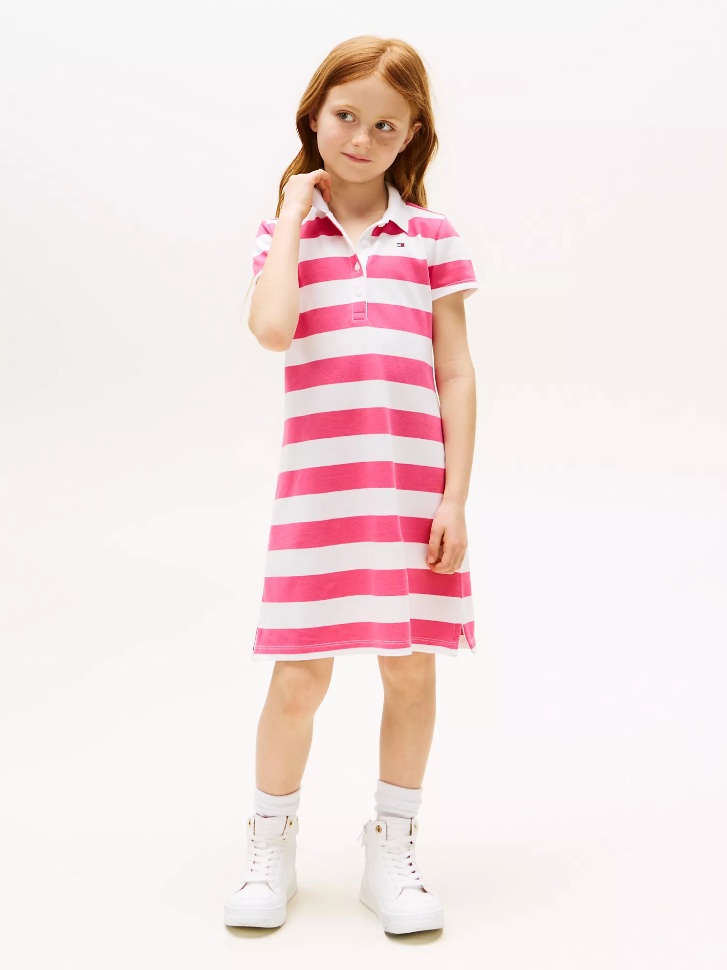 Kids' Block Stripe Stretch Polo Dress image 1
