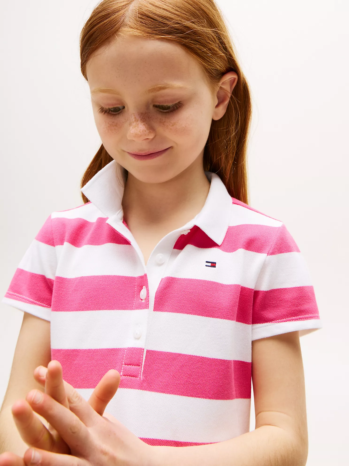 Kids' Block Stripe Stretch Polo Dress image 2