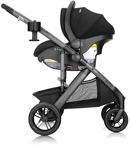 Evenflo Pivot Suite Travel System with LiteMax Infant Car Seat with Anti-Rebound Bar Dunloe Black image 3