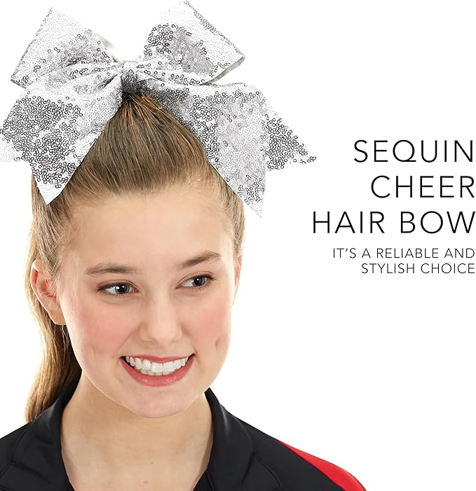 Augusta Sportswear Sequin Cheer Hair Bow Black OS image 4