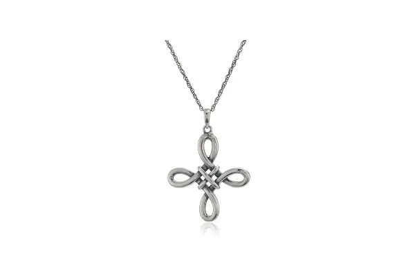 Amazon Essentials .925 Sterling Silver Celtic Pendant Necklace for Women, 18" Rolo Chain, Hypoallergenic Women's Jewelry image
