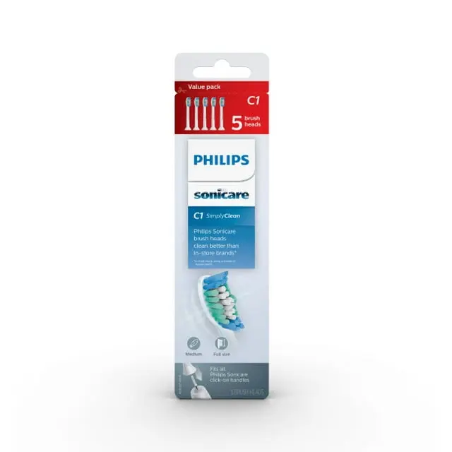 Philips Sonicare Simplyclean (C1) Replacement Toothbrush Heads, 5 Pack, HX6015/03 image 3