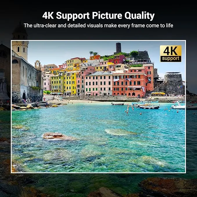 Official Licensed Netflix Smart Projector, HAPPRUN Projector 4K with Wifi and Bluetooth, DoIby Audio, Built-in Apps, Native 1080P 1000ANSI, Electric Focus, Portable Projector for Home Cinema, Bedroom image 3
