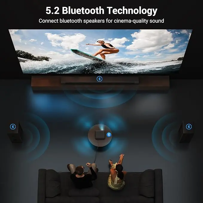 Official Licensed Netflix Smart Projector, HAPPRUN Projector 4K with Wifi and Bluetooth, DoIby Audio, Built-in Apps, Native 1080P 1000ANSI, Electric Focus, Portable Projector for Home Cinema, Bedroom image 5