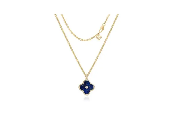 OSIANA Reversible Clover Necklace for Women 14K Gold Plated Natural Stone Four Leaf Pendant Necklaces Lucky Charm Jewelry image