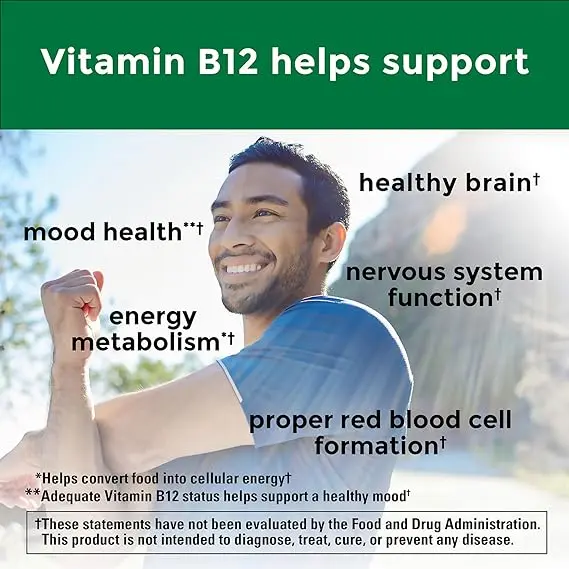 Nature Made Vitamin B12 1000 mcg, Dietary Supplement For Energy Metabolism Support, 160 Time Release Tablets, 160 Day Supply image 3