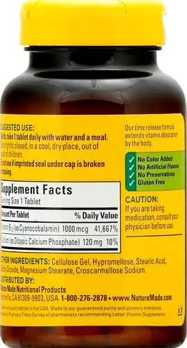 Nature Made Vitamin B12 1000 mcg, Dietary Supplement For Energy Metabolism Support, 160 Time Release Tablets, 160 Day Supply image 5