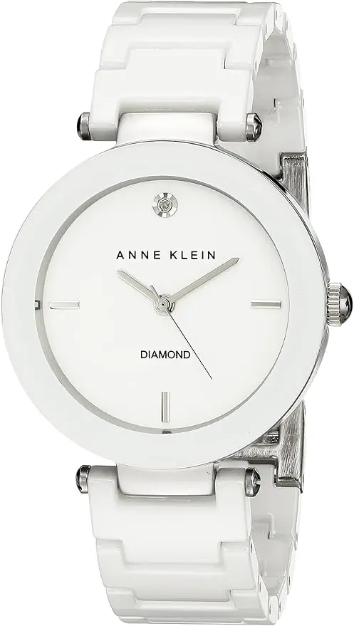 Anne Klein Women's Black Ceramic Bracelet Watch with Diamond Accent image 1
