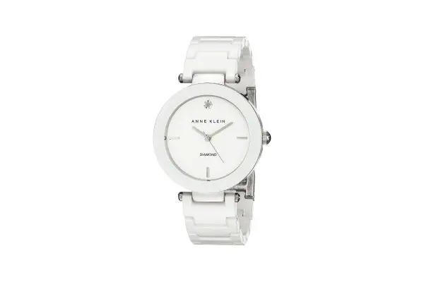 Anne Klein Women's Black Ceramic Bracelet Watch with Diamond Accent image