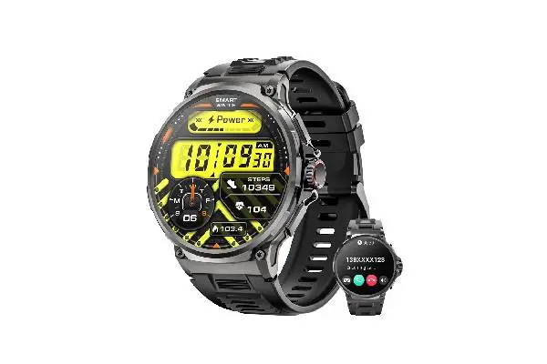 Mingdaln 2025 New 1.85 inch Men's Military Smart Watch fits for Android and Iphone Devices (Black) image