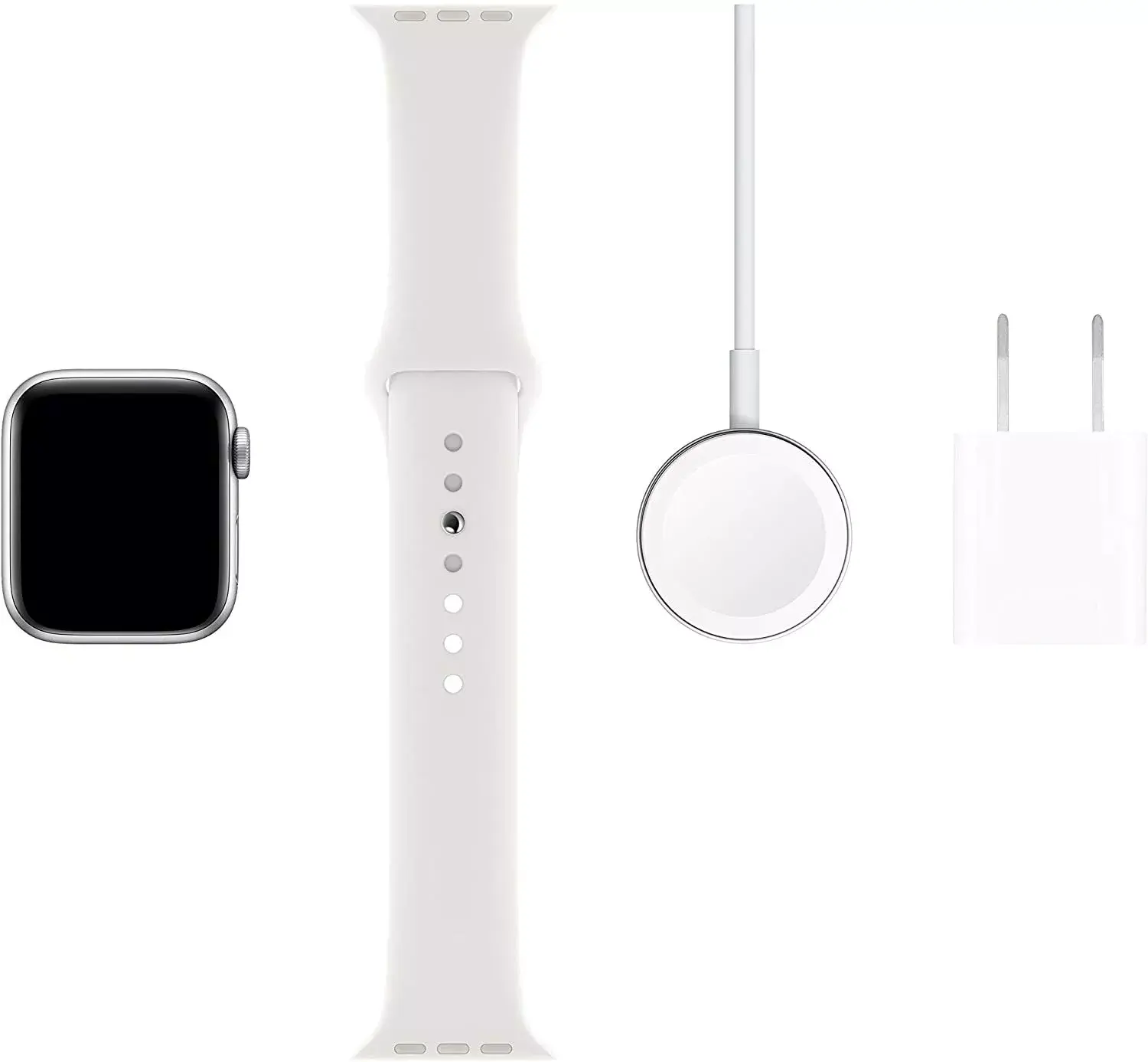 Apple Smart Watch 5 GPS 44mm MWVD2LL/A Silver Aluminum Case wit White Sport Band image 5