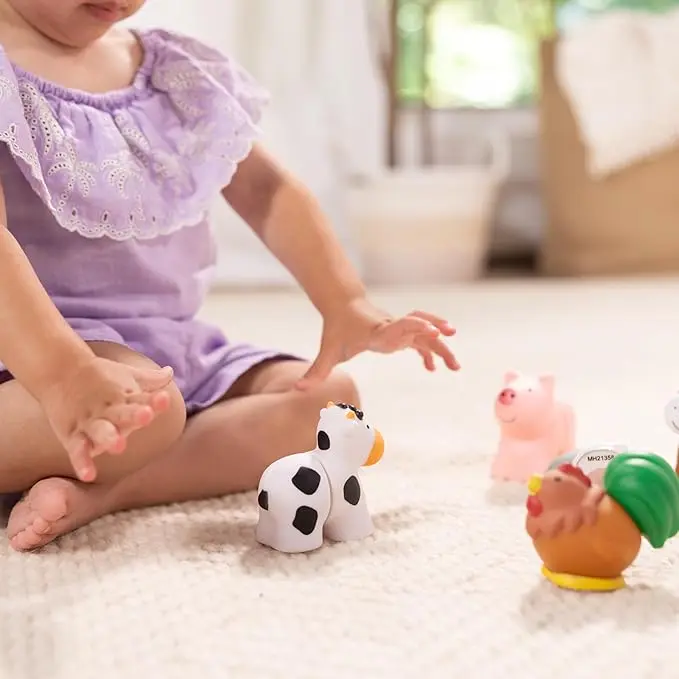 Melissa & Doug Pop Blocs Farm Animals Educational Baby Toy - 10 Linkable Pieces image 2