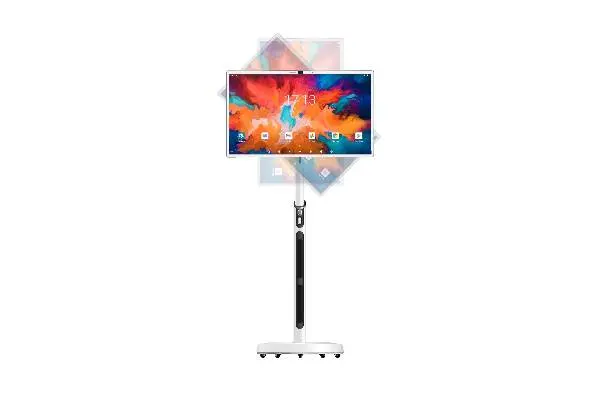 SANPTENT 32" Portable Touch Screen TV on Wheels, 8GB RAM 128GB Storage, 1080P Rolling Smart TV, Android OS 13, Full Swivel Rotation, Remote image