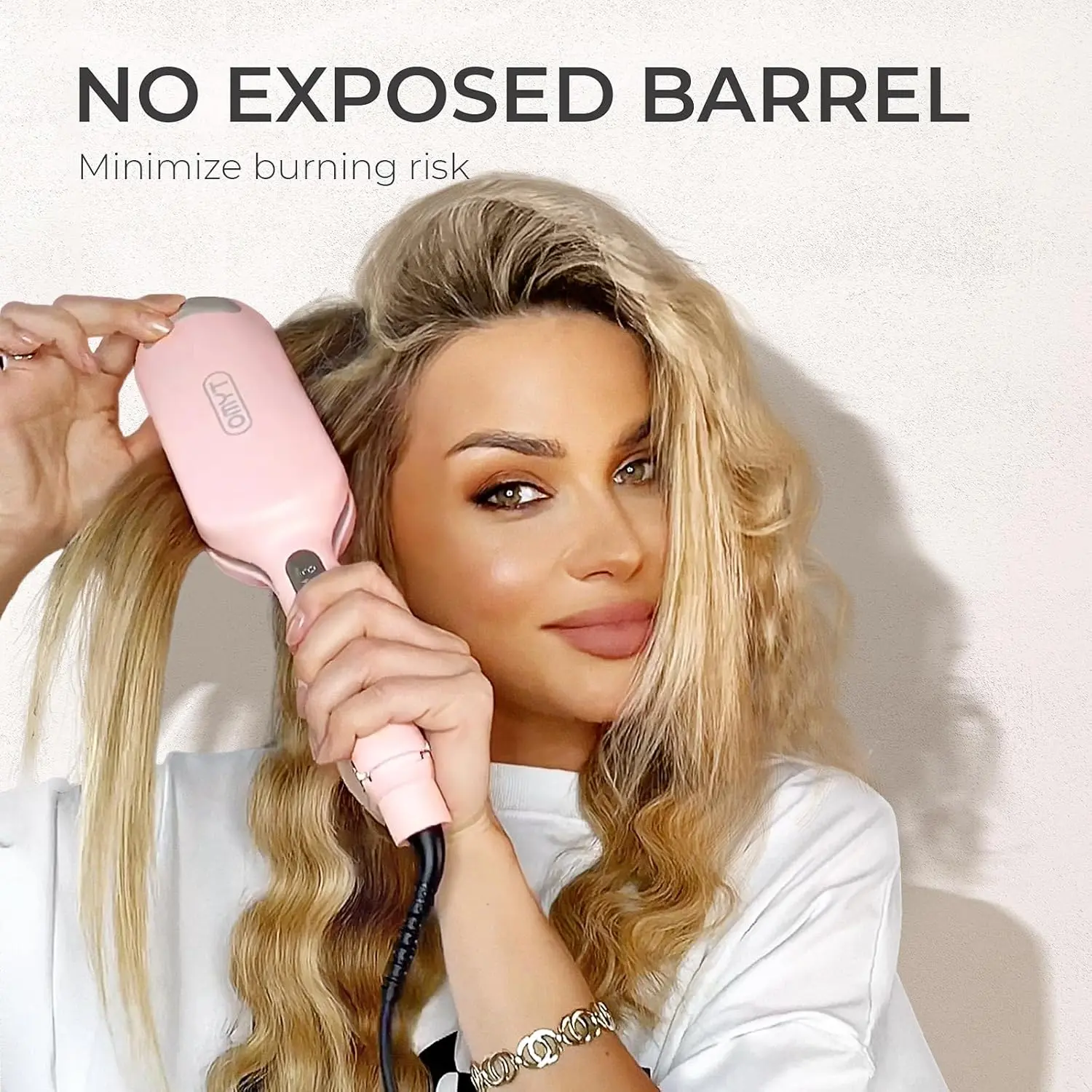 Curling Iron Hair Crimper Waver - TYMO ROVY Beach Waves Curling Wand, Ionic Deep Waver Hair Curler Tool with Ceramic 3 Barrel for Women, Dual Voltage, Anti-Scald, Easy to Use, Pink, 1.25 Inch image 5