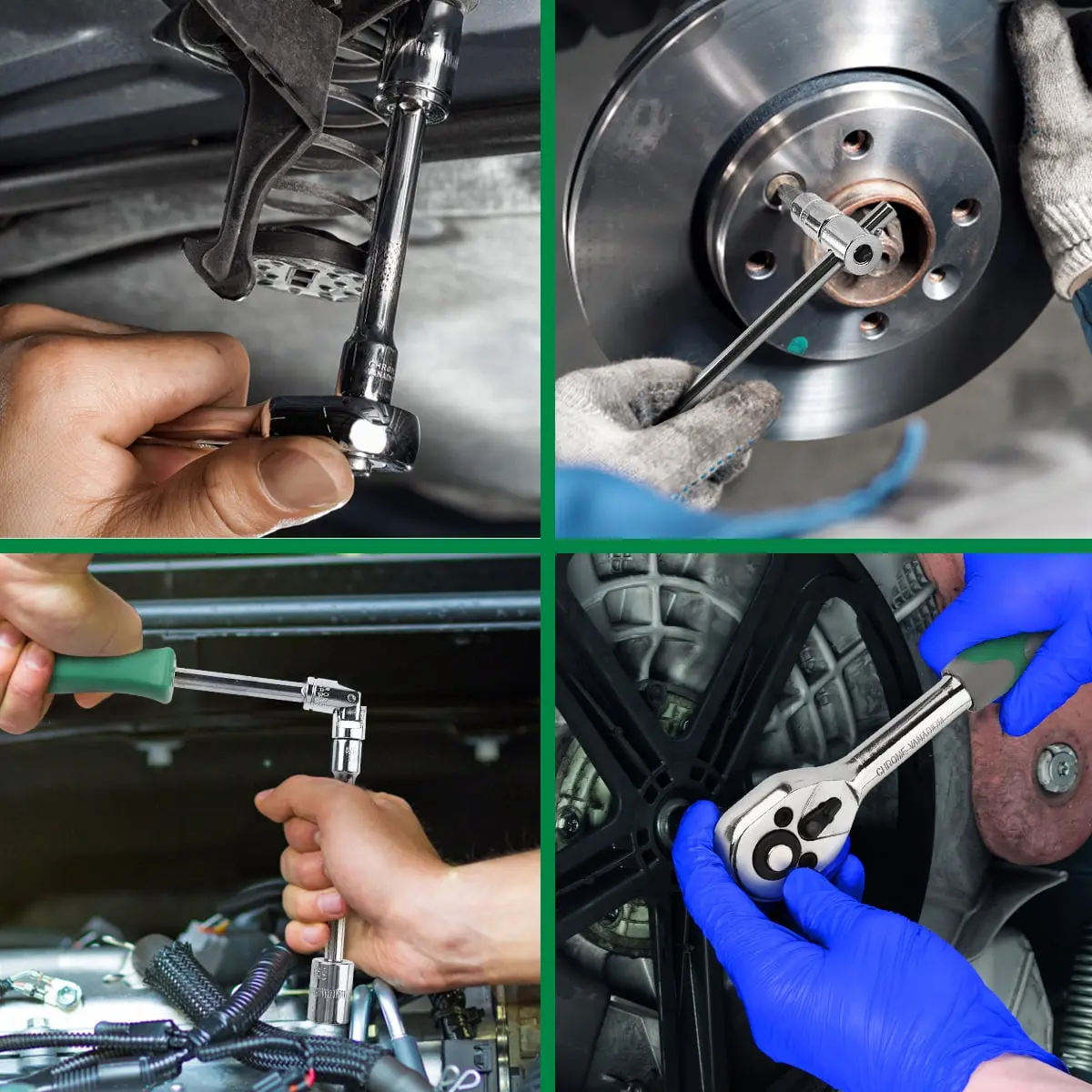 GOXAWEE 46 Pieces 1/4 inch Drive Socket Ratchet Wrench Set, with Bit Socket Set Metric and Extension Bar for Auto Repairing and Household, Green image 3