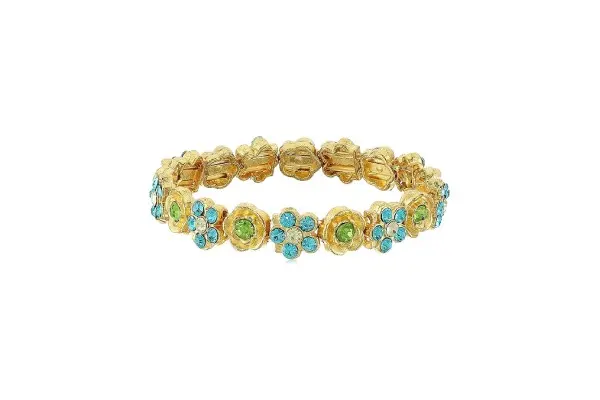 1928 Jewelry Crystal Flower Motif Stretch Bracelet image