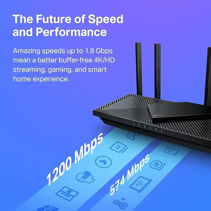TP-Link AX1800 WiFi 6 Router V4 (Archer AX21) – Dual Band Wireless Internet, Gigabit, Easy Mesh, Works with Alexa - A Certified for Humans Device, Free Expert Support image 3