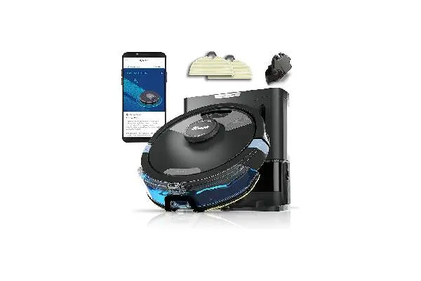 Shark Matrix Plus 2in1 Robot Vacuum & Mop with Sonic Mopping, Matrix Clean, Home Mapping, HEPA Bagless Self Empty Base, CleanEdge, for Pet Hair, Wifi, Black/Silver (RV2610WA) Image