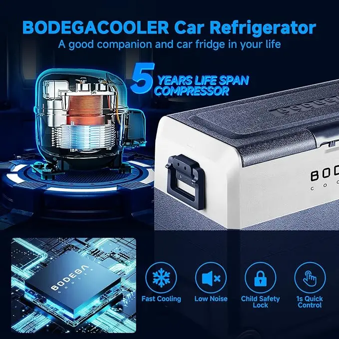 BODEGACOOLER 12 Volt Refrigerator,64 Quart Car Fridge Dual Zone WIFI APP Control,60L Portable Refrigerator Freezer, -4℉-68℉,12v Cooler Fridge,12/24V DC and 100-240V AC for Outdoor,Camping,Travel image 5