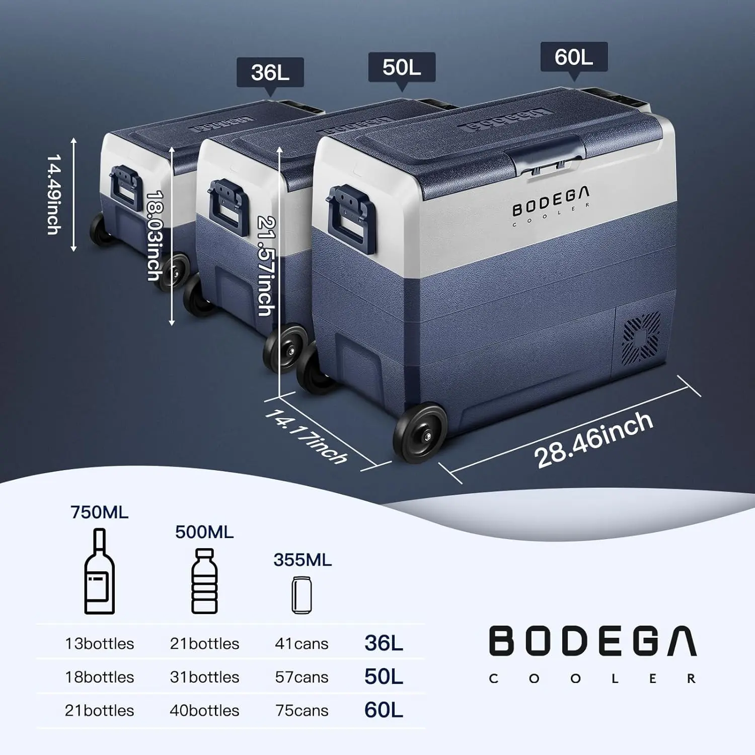 BODEGACOOLER 12 Volt Refrigerator,64 Quart Car Fridge Dual Zone WIFI APP Control,60L Portable Refrigerator Freezer, -4℉-68℉,12v Cooler Fridge,12/24V DC and 100-240V AC for Outdoor,Camping,Travel image 9