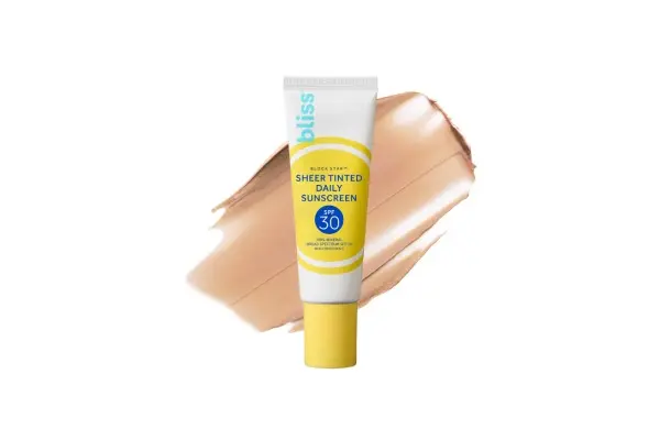 Bliss Block Star SPF 30 Daily Tinted Sunscreen with Zinc Oxide, Sunscreen & Makeup Primer- All Skin Tones - 100% Mineral Broad Spectrum Sunscreen with Titanium Dioxide & Antioxidant Blend,- 1.4 fl oz image