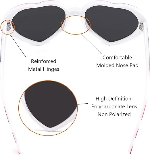 IOHLNG Heart Sunglasses for Women Men Oversized Trendy Love Shaped Sunglasses Retro Lovely Fashion Cute Sun Glasses image 3
