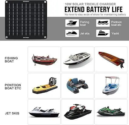 ECO-WORTHY 10W Solar Car Battery Charger Maintainer 12V Waterproof Portable Solar Trickle Charger for Car Truck Boat Lawn Mower RV Trailer Tractor ATV Utility Vehicle Battery image 3