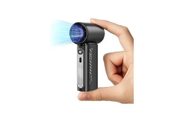 Koonie 19000 RPM High Speed Portable Handheld Fan,100 Speeds Mini Turbo Fan, 3600mAh, 12H Max Cooling Time, Digital Display, 5" Height, Rechargeable Hand Fan for Outdoor Indoor Black Image