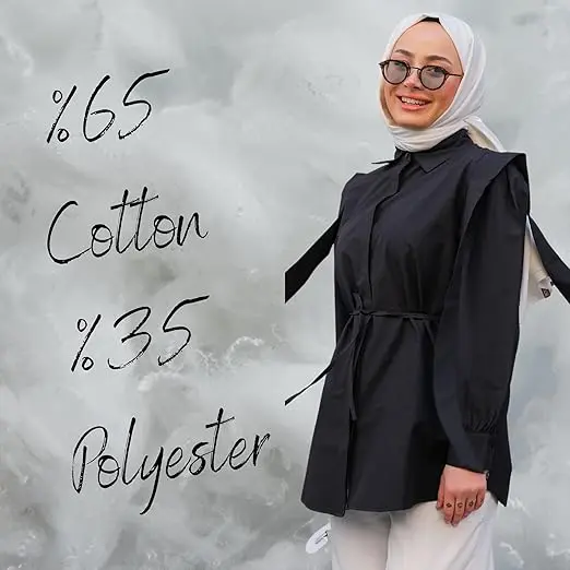 Women's Shirt Long Sleeve Buttoned V Detail Casual Shirt with Waist Ties Shirt Fashion for Ladies image 4